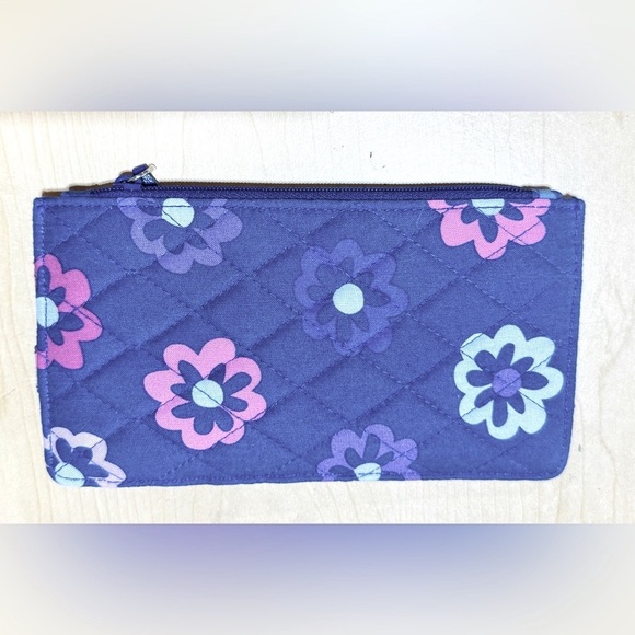 Vera Bradley Floral Blue Wallet with Pink Accents - Picture 2 of 2
